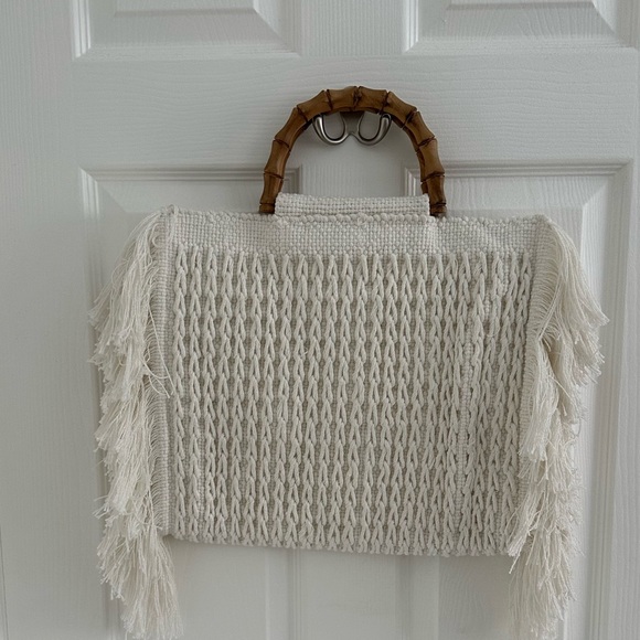 Scoop NYC Handbags - Scoop fringe woven tote